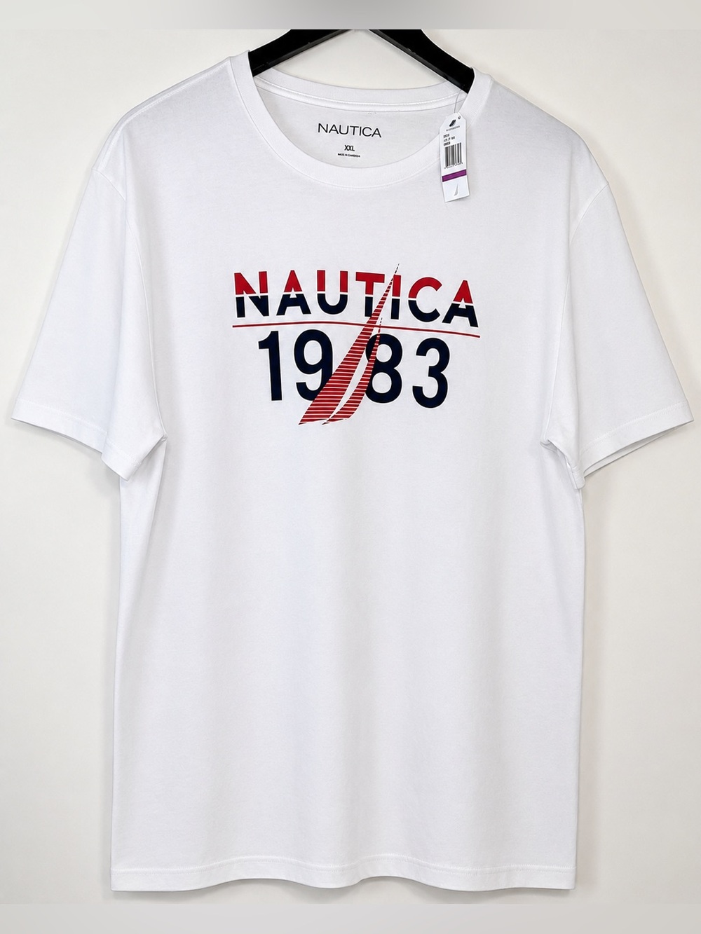Nautica Men’s Graphic T-Shirt Short Sleeve White Red Blue 1983 Logo - Size XXL